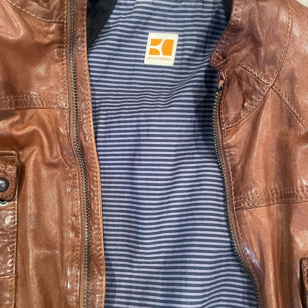 BOSS Orange Tan Leather Jacket